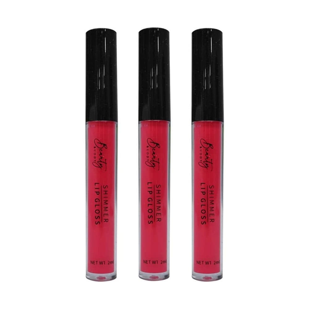 3x Beauty Buddy Shimmer Lip Gloss 07 Power Pink 2ml