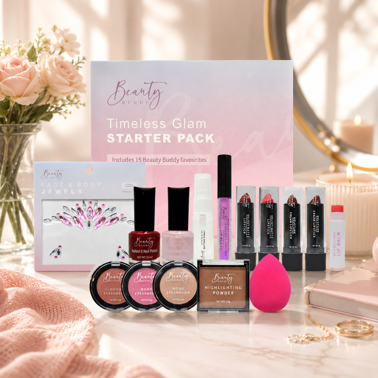 Beauty Buddy Timeless Glam Starter Pack - 15 items
